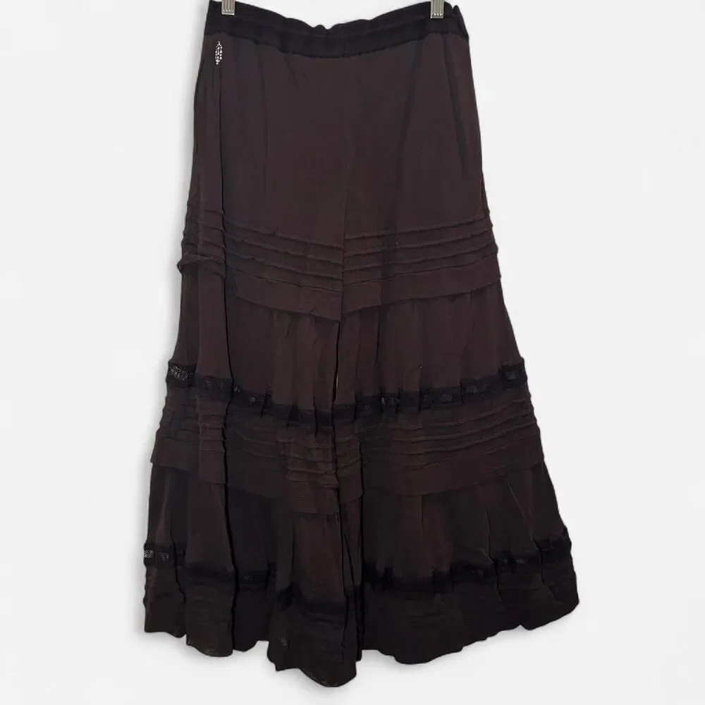 Free People Pippa Black Mesh Tiered Wide Leg Pants Small Whimsigoth Fairy Goth - Picture 3 of 7